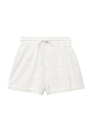 Pantaloni corti bianchi con un motivo testurizzato che presenta design quadrati. Vita elasticizzata con cordoncino per una vestibilità regolabile. Tessuto morbido.