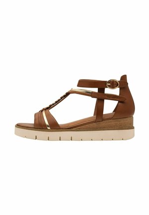 Sandalen met plateauzool - cognac