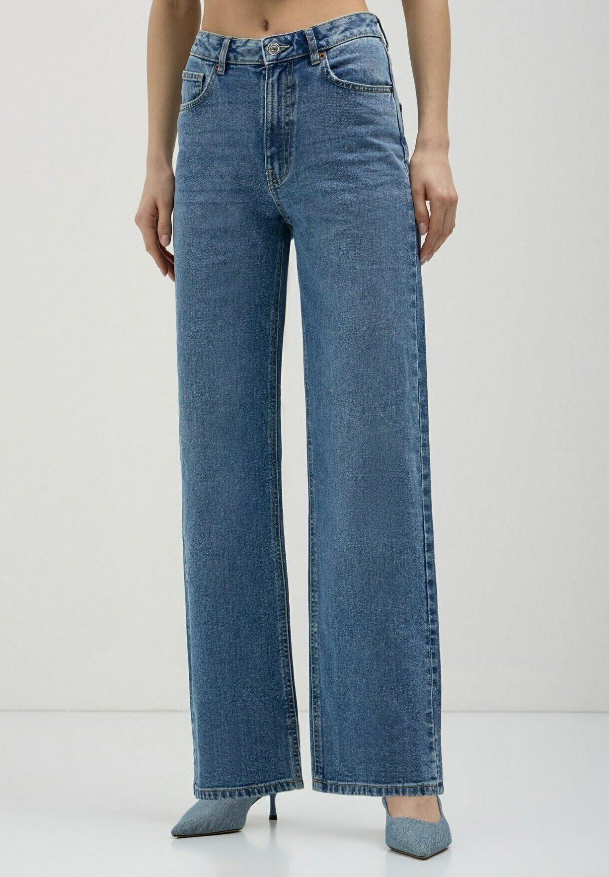 Calliope WIDE LEG VITA ALTA Straight leg jeans blu/blue denim