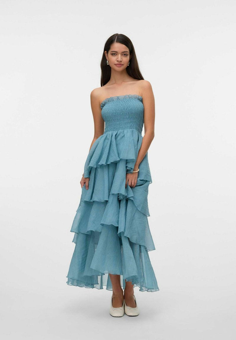 Vero Moda VMDELILAH SMOCK RUFFLE - Oblačila za posebne priložnosti - dusty turquoise