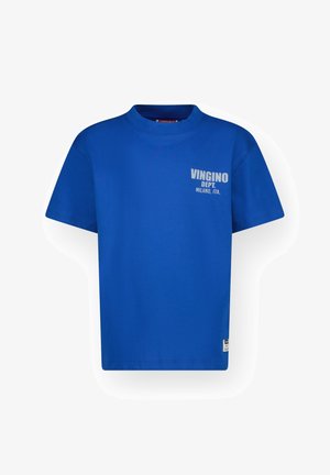 Modra bombažna majica s kratkimi rokavi in okroglim izrezom, na sprednji strani pa je bel tisk z napisom "VINGINO DEPT. MILANO, ITA."