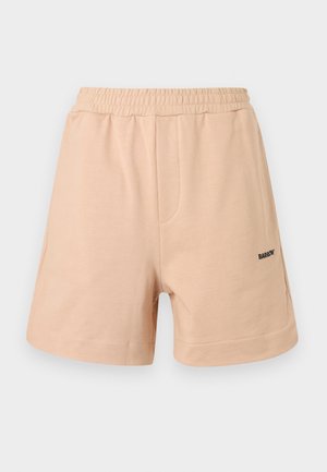 Short beige con vita elastica e piccolo logo nero "Barrow" sulla parte anteriore della gamba destra, realizzati in tessuto morbido.