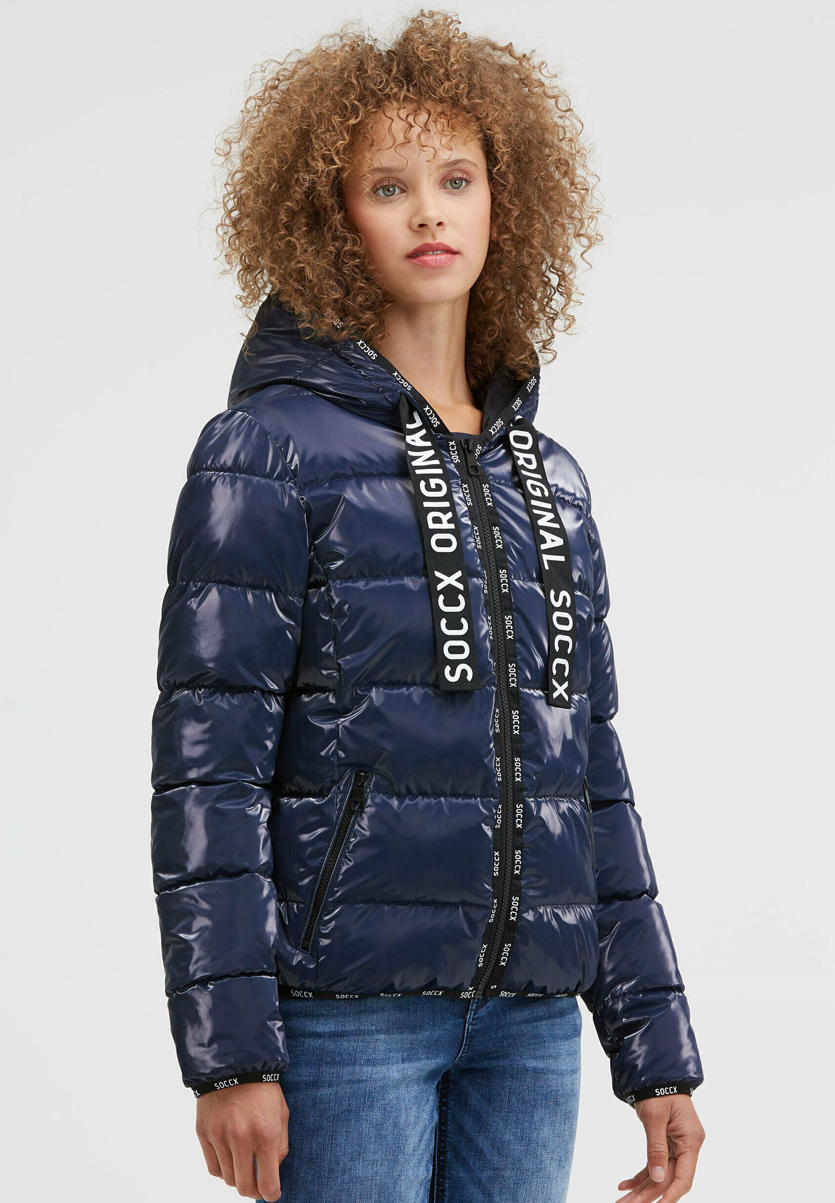 Soccx Damen Winterjacke Steppjacke Soccx Jeans David Winterjacke Jacke Camp  David Damen SOCCX Damen Glnzende Steppjacke