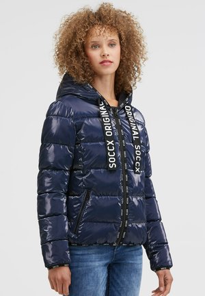 GLÄNZENDE MIT KAPUZE UND LOGO-BÄNDERN - Winterjacke - blue navy