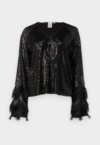 YASFLOW V NECK SEQUIN - Blúz - black
