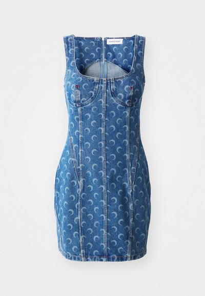 MARINE SERRE MOON LASER MINI DRESS - Vestido de ganga - light blue