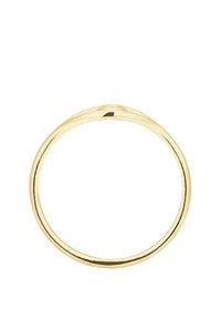 Goldring mit einer glatten, polierten Oberfläche, der eine abgerundete Form und ein leichtes Verjüngungsdesign an den Kanten für einen minimalistischen Look aufweist.