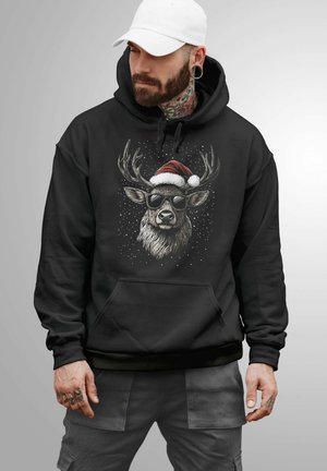 MoonWorks WEIHNACHTEN - RENTIER HIRSCH WEIHNACHTS  - Kapuzenpullover - schwarz