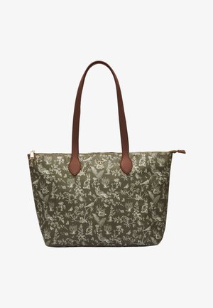 FABLE ENGLAND, EDITH ORLA SCENE PRINT TOTE BAG IN KHAKI - Handtas - khaki