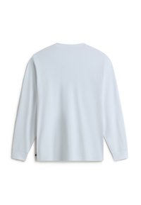 Helles blaues Langarmshirt aus glattem Stoff, mit Rundhalsausschnitt und schlichtem Design ohne Muster oder Akzentdetails.