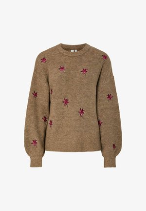 YAS YASFLEUR LS NOOS - Pullover - taupe gray