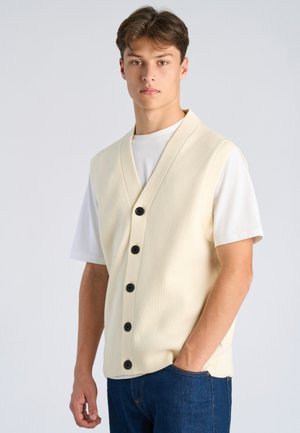 Lindbergh V-NECK BUTTON SLIPOVER - Bodywarmer - pearl white