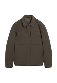 OVERSHIRT WITH POCKETS AND COLLAR PIECE - Winterjas - mottled dark brown