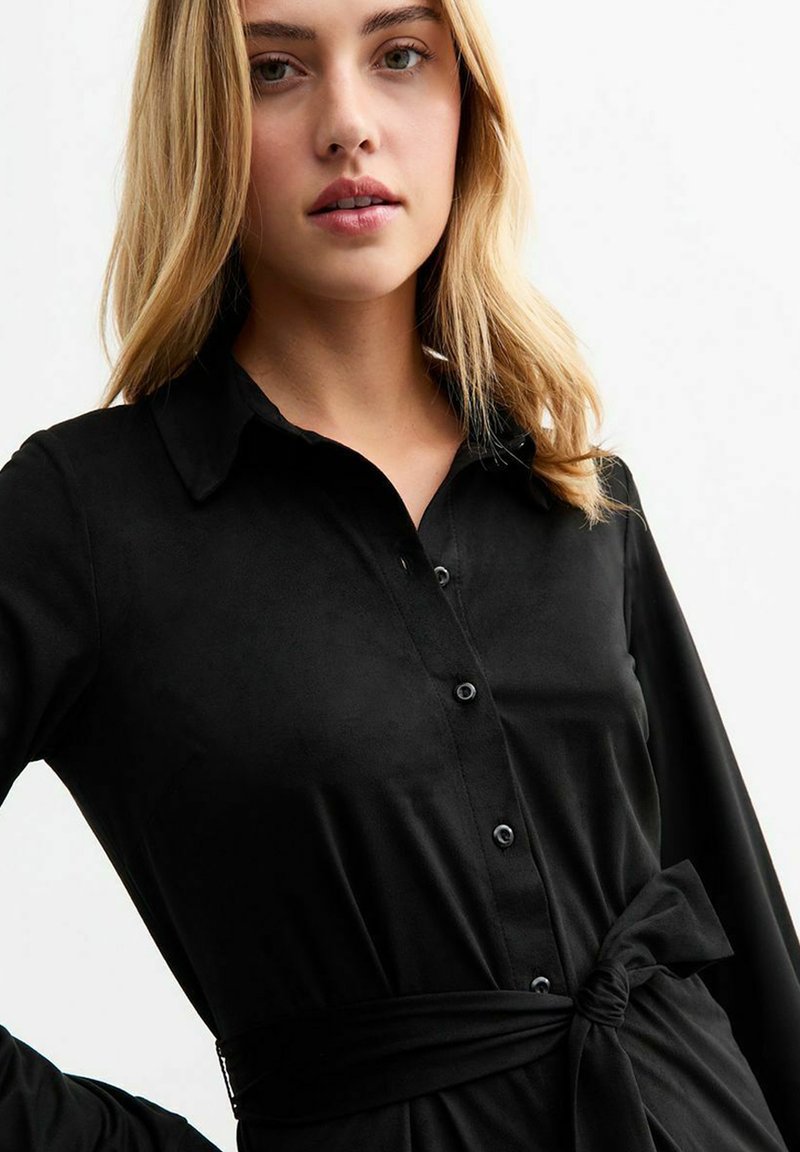 black suede shirt dress New Look FAUX SUEDE MINI - Shirt dress - black