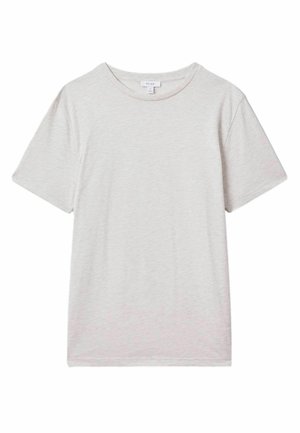Tricou scurt cu maneca scurta de culoare gri deschis, confectionat dintr-un material moale. Are un decolteu rotund si o croiala lejera, fara modele sau accente vizibile.