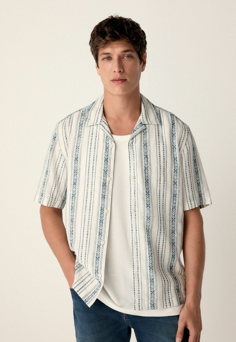 Next SHORT SLEEVE TEXTURED STRIPE - Krekls - blue white