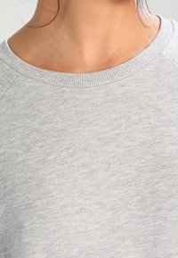 Felpa grigia chiara con una texture morbida, caratterizzata da un collo a girocollo a coste e maniche raglan per una vestibilità comoda.