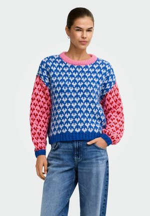 ONLY, ONLCARO LS PATTERN O-NECK CC KNT - Pullover - sachet pink