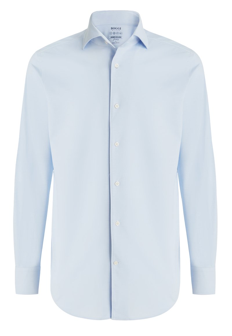 Gosier Grandad Collar Long Sleeve Cotton Linen Shirt In Soft Blue Tokyo Laundry