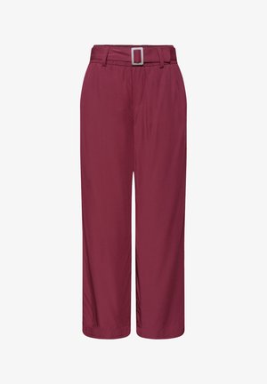 Street One, WIDE LEG HOSE MIT GÜRTEL UND LEO-PRINT - Pantalon classique - truffle red