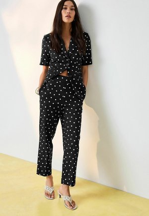 Next, TALL FIT - CROPPED SLIM LEG TROUSERS . - Trousers - black white polka dot
