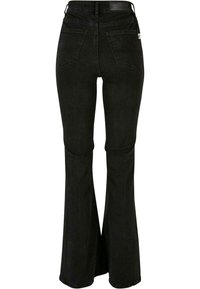 Urban Classics HIGH WAIST - Traperice krojene za nošenje s čizmama - black washed
