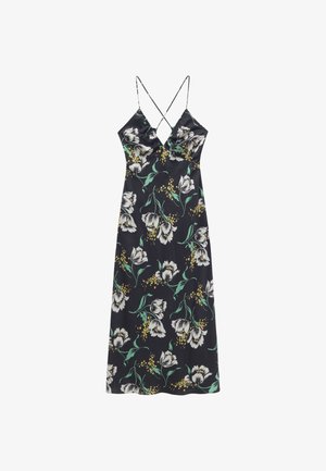 & OTHER STORIES, & OTHER STORIES SATIN SLIP MIDI DRESS - Jurk - black florals