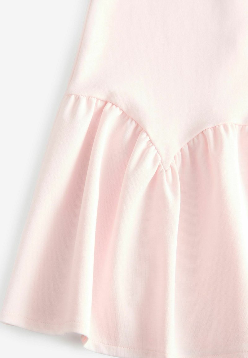 open lace back dress Pink Scalloped Sweater Mini Dress - All Dresses