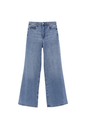 OXXO, OXXO WIDE LEG HIGH WAIST FIVE POCKET DENIM PANTS - Flared Jeans - rodeo blue denim