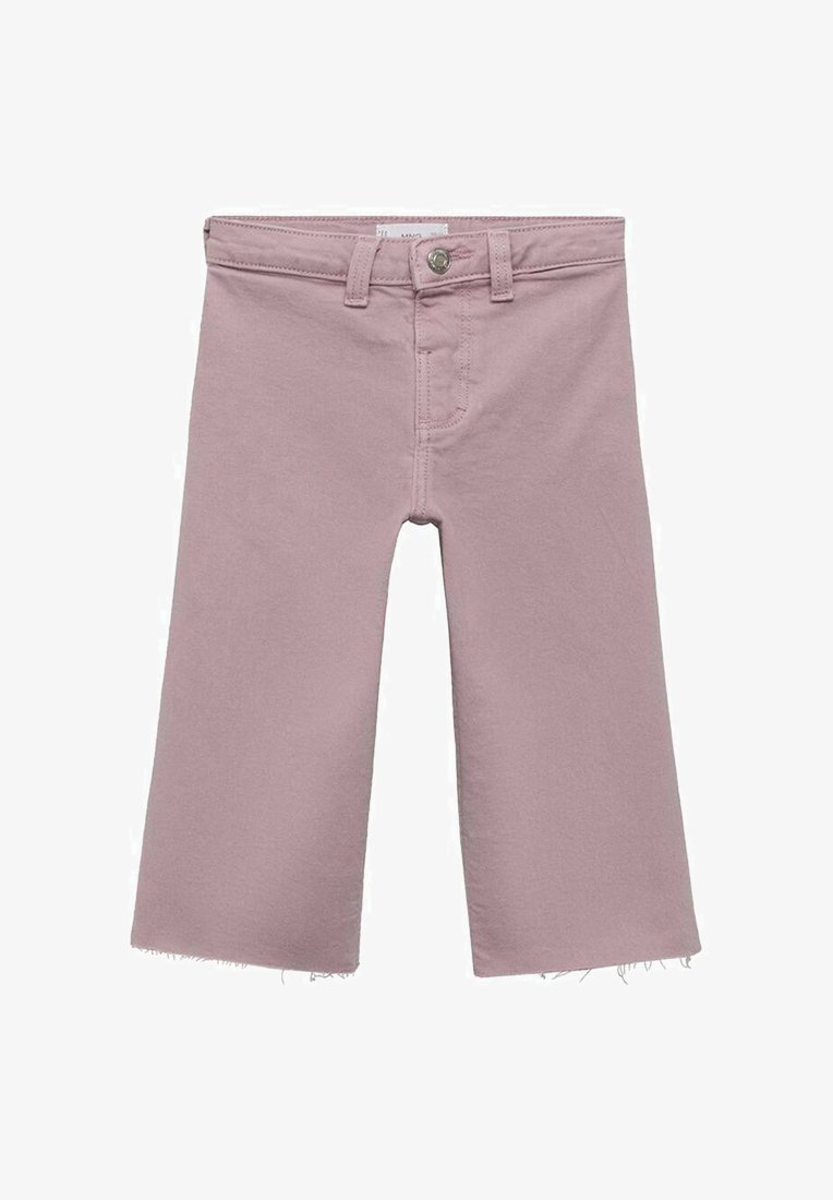 Pantaloni scurți de culoare roz deschis, confecționați dintr-un amestec de bumbac, cu tiv desfăcut, închidere frontală cu nasture și design standard cu cinci buzunare.