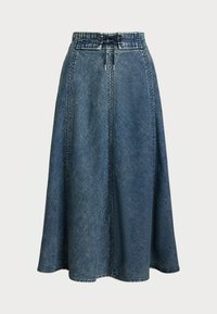 Lauren Ralph Lauren DENIM DRAWCORD MIDI SKIRT - Farkkuhame - haze wash