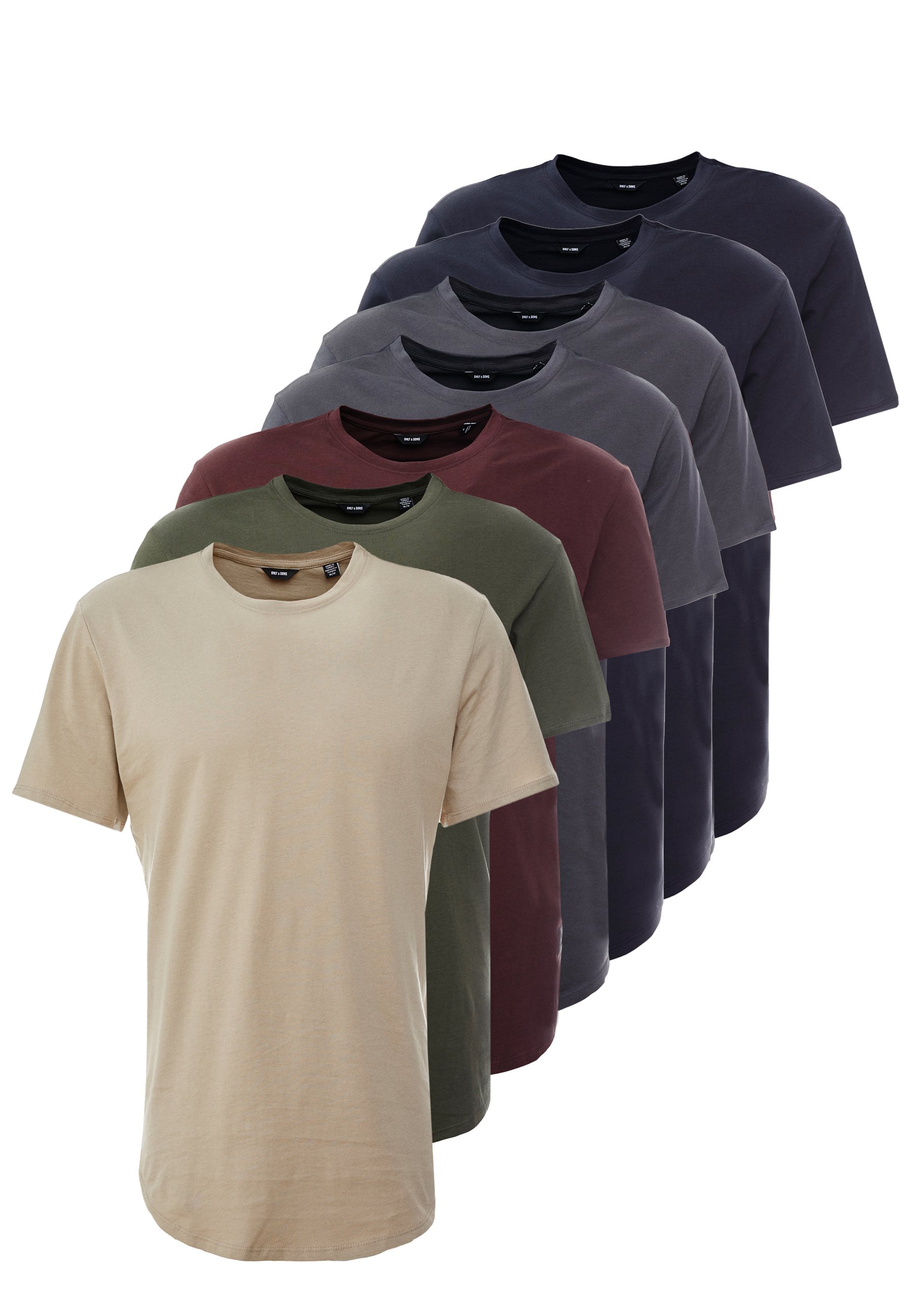 Men ONSMATT LIFE LONGY TEE 7 PACK - Basic T-shirt Men ONSMATT LIFE LONGY TEE 7 PACK - Basic T-shirt
