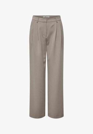 Lichtbruine wijde broek met plooien, een zachte textuur en een schone taillebandontwerp. Eenvoudig en veelzijdig voor verschillende outfits.