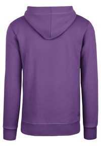 Paarse hoodie met lange mouwen. Voorzien van een kangoeroezak en ribgebreide manchetten, gemaakt van zachte, ademende stof.