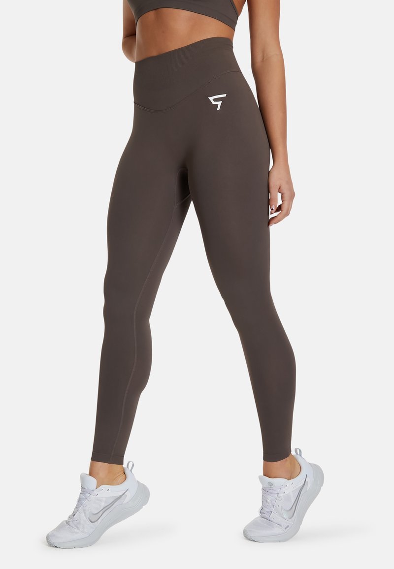 SQUATPROOF DRILL HIGH WAIST - Legíny - brown