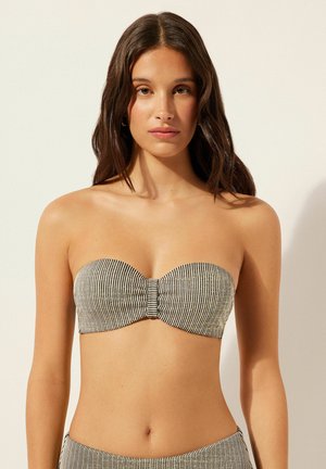Calzedonia, BANDEAU GOLDEN STRIPES - Bikinitop - black