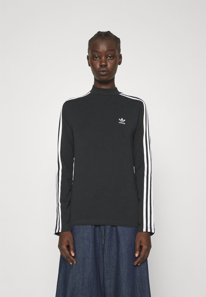 adidas originals black three stripe high neck sweatshirt