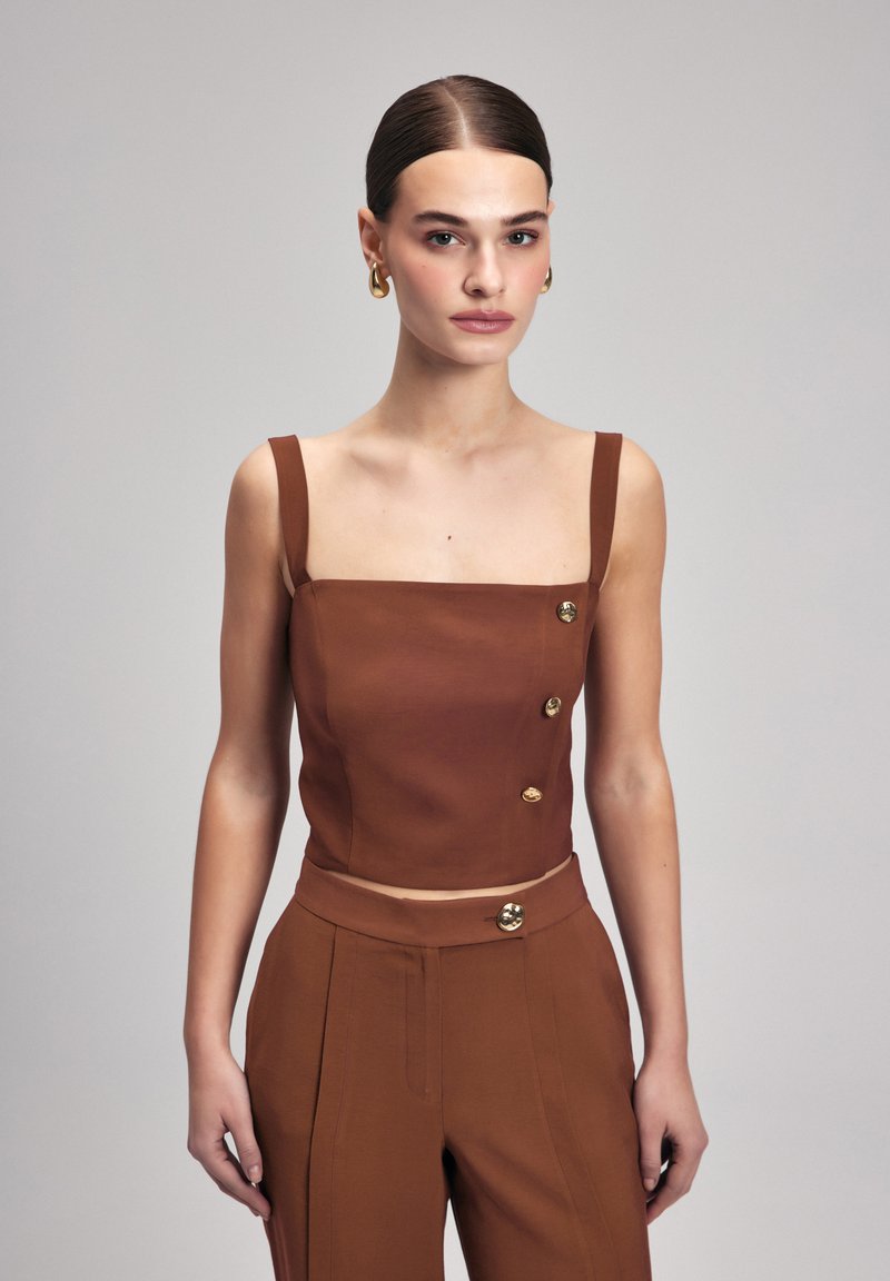 adL - BUTTON DETAILED - Blouse - brown, Vergroten