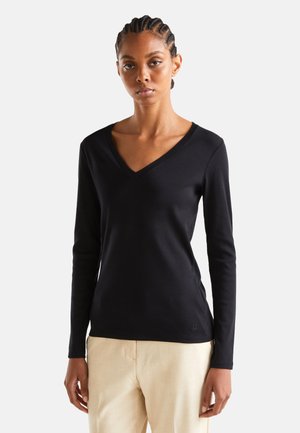 WITH V-NECK - Long sleeved top - black