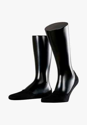 Calcetines negros hasta el tobillo hechos de un tejido suave, con un diseño de corte bajo, punta redondeada y talón reforzado para mayor durabilidad.