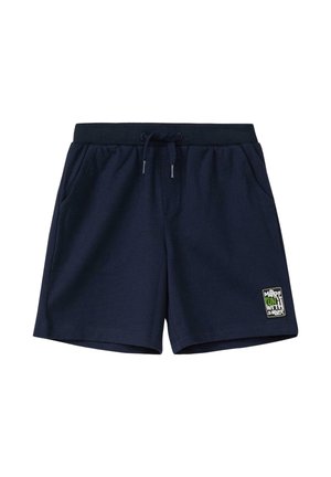 Granatowe bawełniane szorty z elastycznym pasem, sznurkiem do regulacji, bocznymi kieszeniami oraz naszywką z napisem "More Fun with S. Oliver" na lewej nogawce.