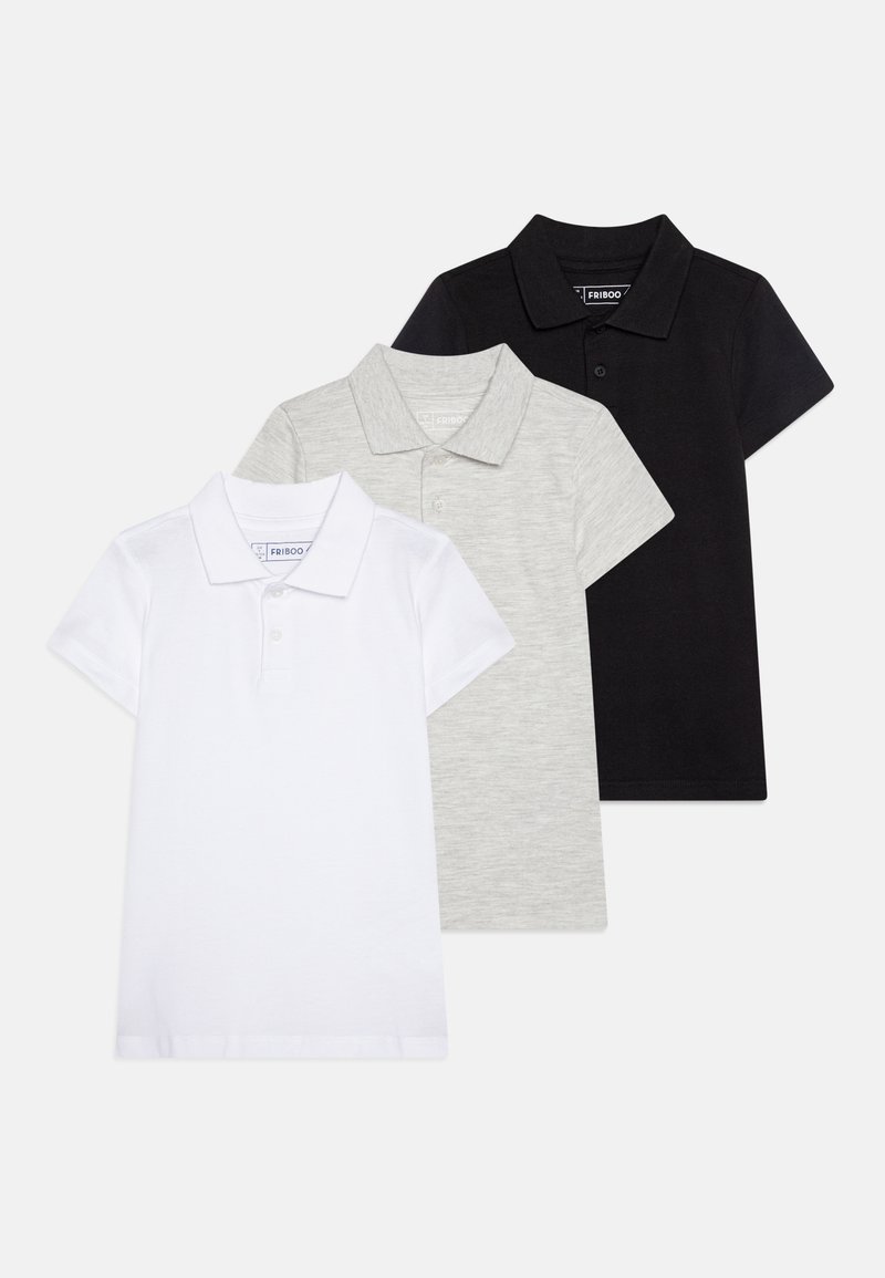 Friboo - 3 PACK UNISEX - Polo majica - off-white/mottled light grey/black, Povečajte