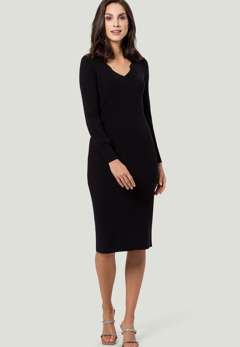 Damen Freizeitkleider | zero KARREEAUSSCHNITT Strickkleid black/schwarz - CF97243 Damen Freizeitkleider | zero KARREEAUSSCHNITT Strickkleid black/schwarz - CF97243