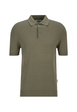 Poloshirt met korte mouwen in olijfgroen met een knoopsluiting met drie knopen en een geribde zoom en manchetten.