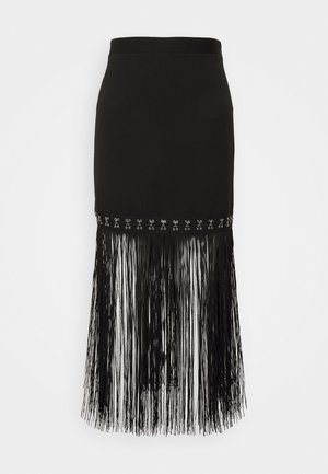 ROKH FRINGE DETAILED LONG SKIRT - Ceruzaszoknya - black