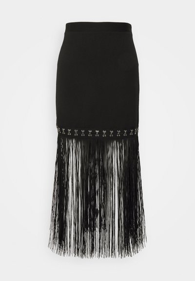 ROKH FRINGE DETAILED LONG SKIRT - Pliiatsseelik - black