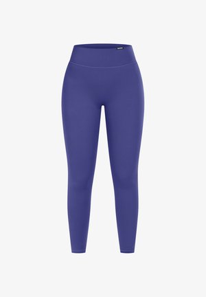 Lilla leggings med høj talje, glat tekstur og tætsiddende design. Lavet af strækbart materiale for komfort og fleksibilitet.