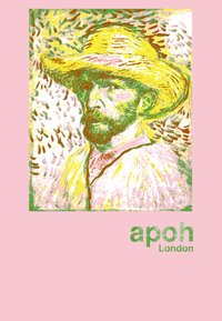 Portret przedstawiający mężczyznę w żółtej słomkowej czapce i z brodą, na tle różowego tła z żywymi kolorami i szczegółami pociągnięć pędzla.