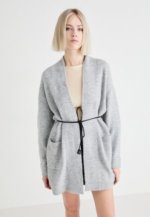 VMBOOM OPEN BELT CARDIGAN - Cardigan - light grey melange/black