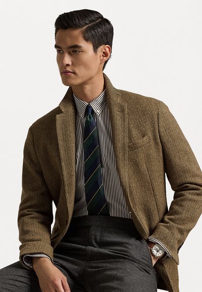 Polo Ralph Lauren SLIM FIT STRIPED STRETCH POPLIN SHIRT - Skjorta - cooper brown/white